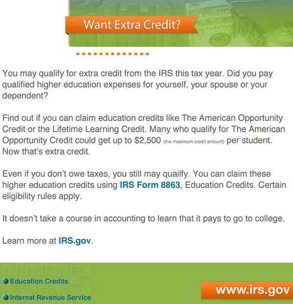 Extra Credit from the IRS