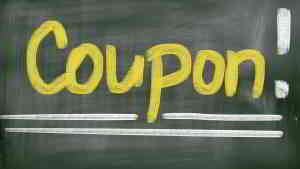 coupon written on chalkboard