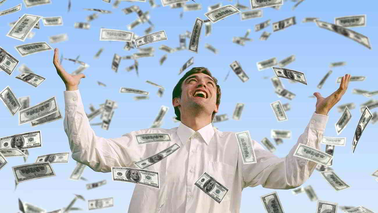 falling dollars around lotto winner