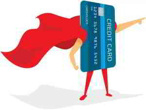 credit card dressed as superman