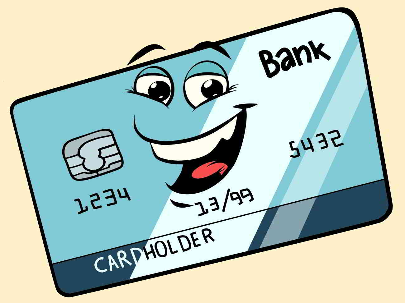 bank card with happy face