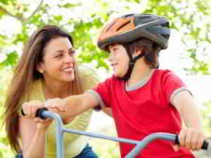 child in bicycle helmet