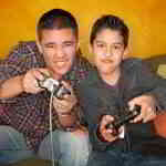 kids playing video game
